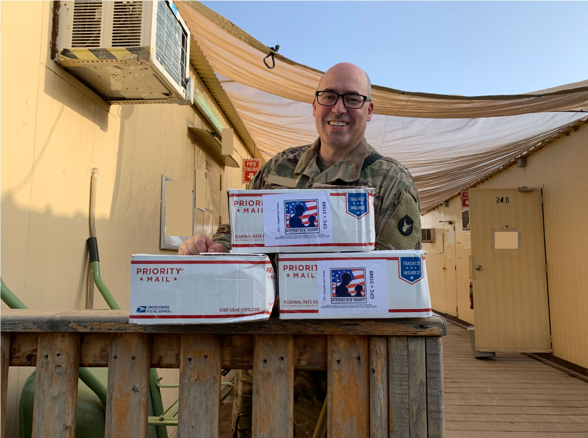 SW Asia, May, 2020-Thank you to everyone for their support and care packages. I shared them with the guys in my section and they were very grateful for the items and messages.  ~~ Michael, 34th Combat Aviation Brigade
