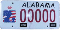 alabama Support Our Troops License Plate
