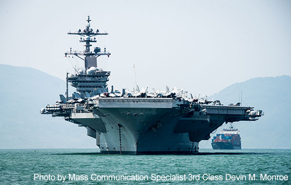 The Nimitz-class aircraft carrier USS Carl Vinson (CVN 70) arrives in Da Nang, Vietnam for a scheduled port visit. The Carl Vinson Strike Group is in the western Pacific as part of a regularly scheduled deployment. 